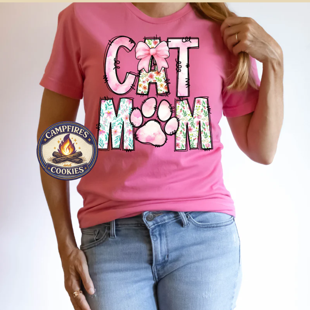 Cat Mom Coquette Pink Apparel