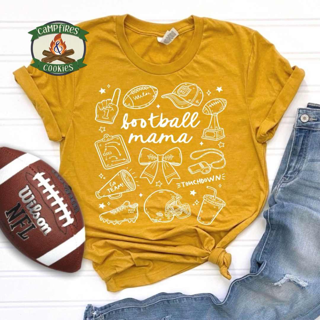 Football Mama Collage Drawing Graphic Apparel