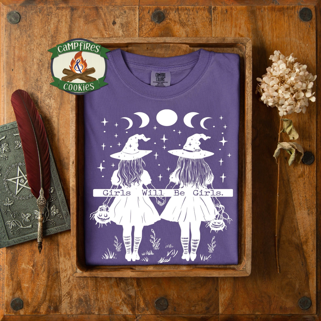 Girls Will Be Girls – Witchy Moon Phase Graphic Apparel