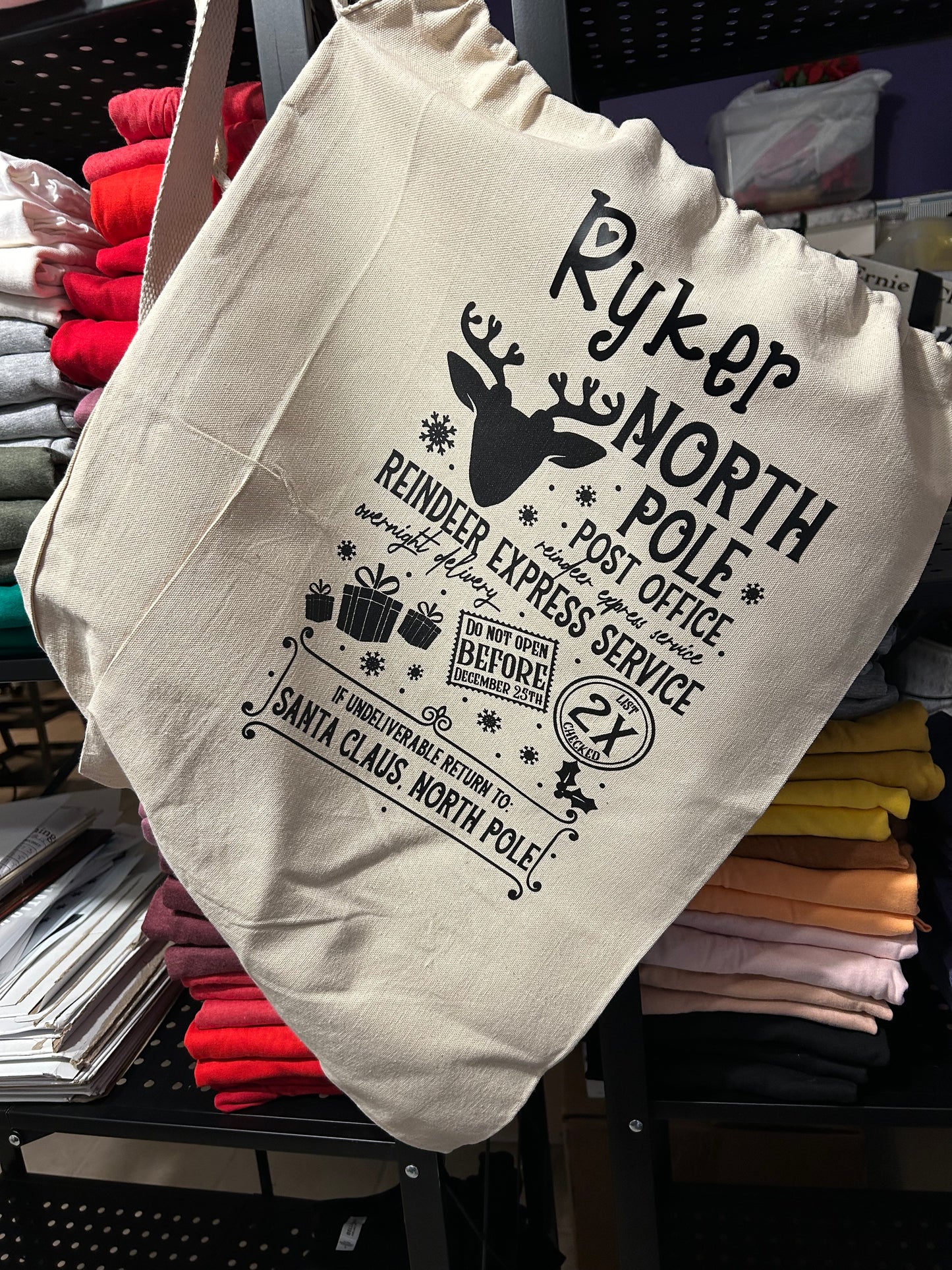 North Pole Post Office Santa Bag