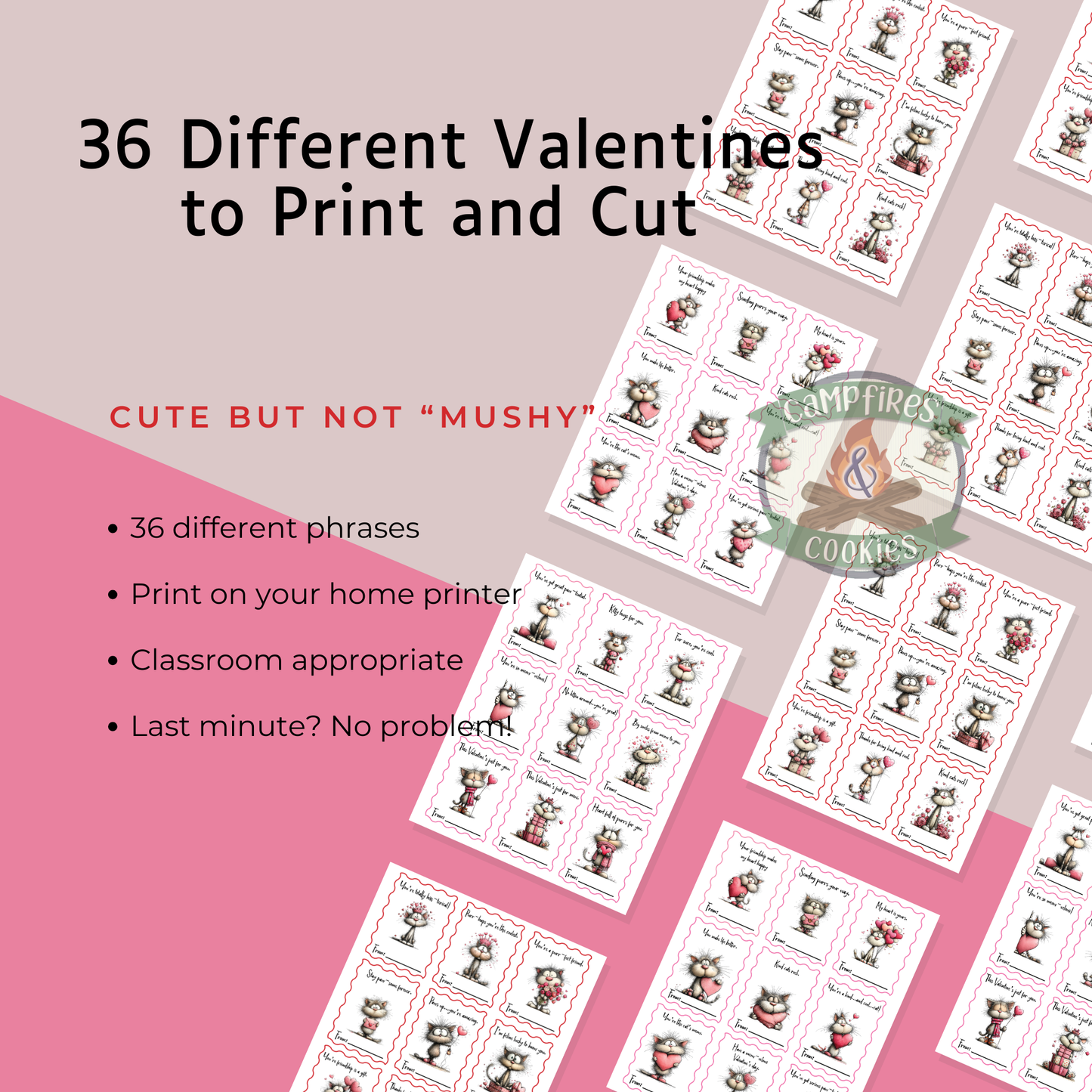 Quirky Kitty Printable Valentines – 36 Unique Cards for Classroom Kindness