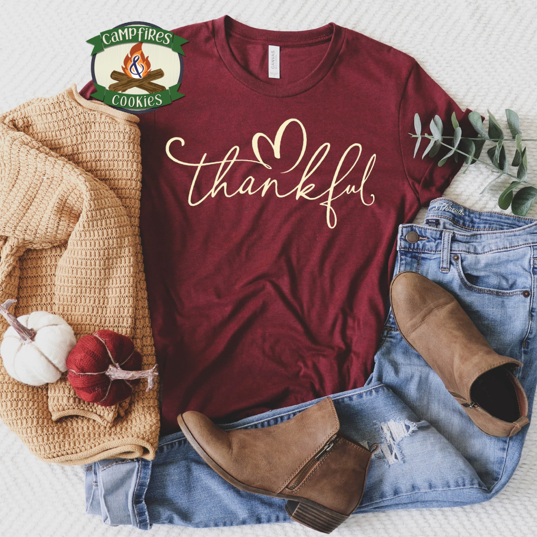 Thankful Heart Script Graphic Apparel