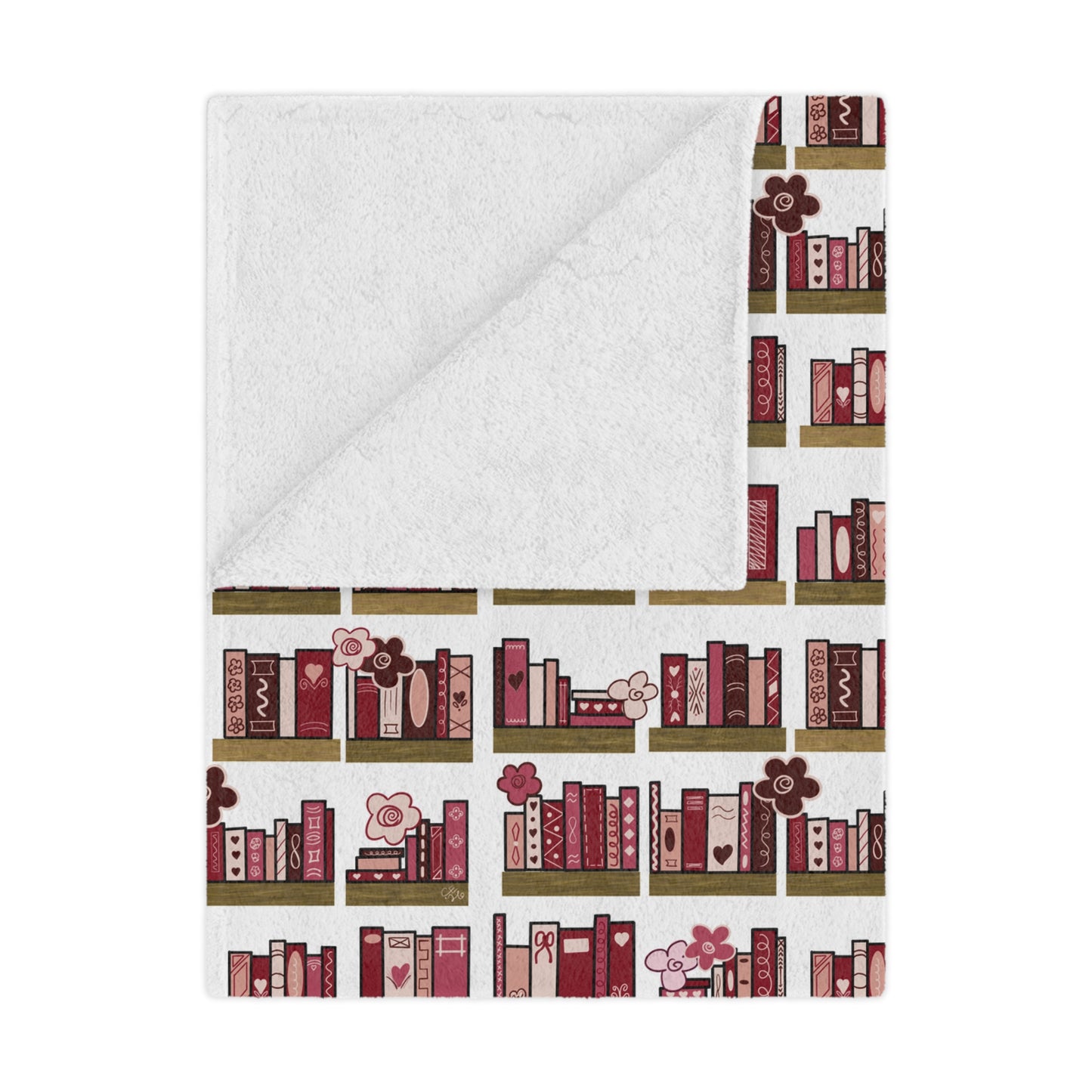 Bookshelf Pattern Minky Blanket – Cozy Reading Nook Throw