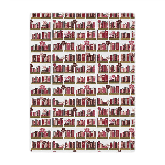 Bookshelf Pattern Minky Blanket – Cozy Reading Nook Throw