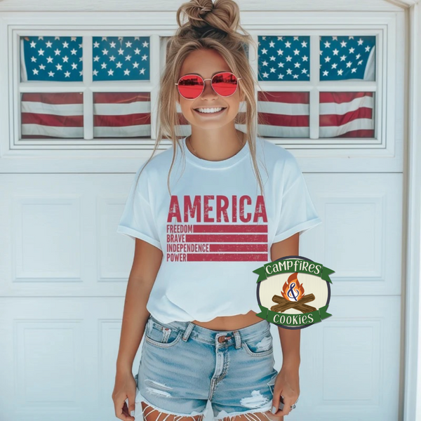 America Freedom Phrases Graphic Tee