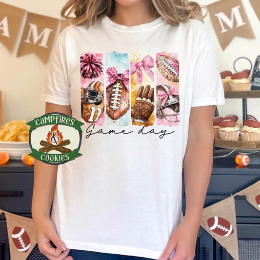 Feminine Watercolor Football Graphic Apparel