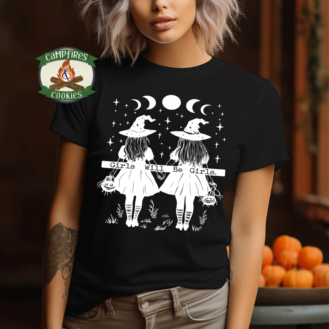 Girls Will Be Girls – Witchy Moon Phase Graphic Apparel