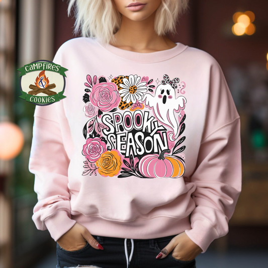 Spooky Season Sweet Floral Ghost Graphic Apparel