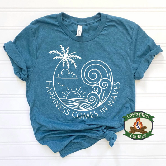 Happiness Comes In Waves Graphic Tee