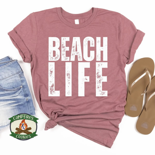 Beach Life Grunge Block Graphic Tee