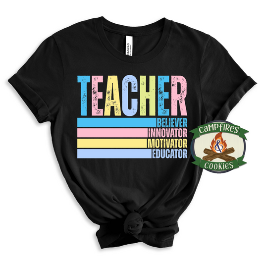 TEACHER – Believer, Innovator, Motivator, Educator Graphic Apparel