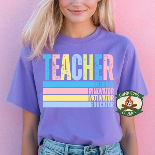 TEACHER – Believer, Innovator, Motivator, Educator Graphic Apparel