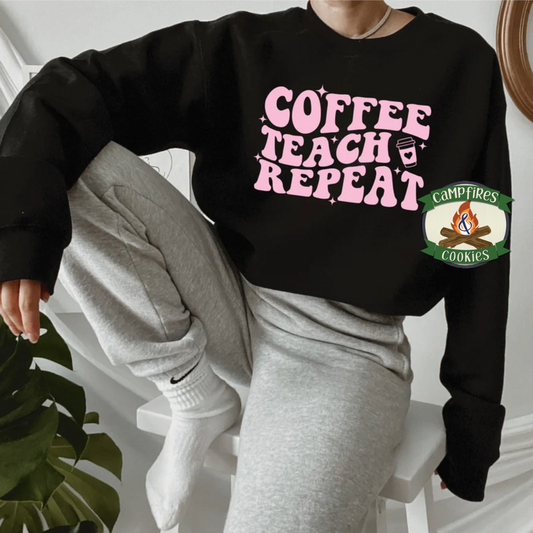 Coffee Teach Repeat Graphic Apparel