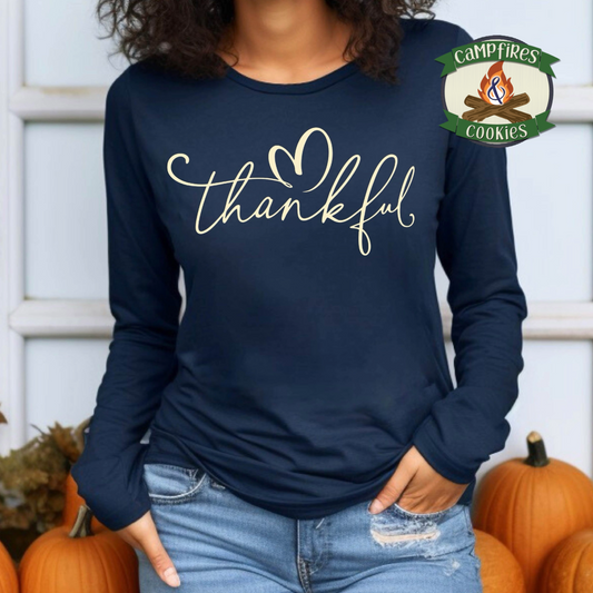 Thankful Heart Script Graphic Apparel